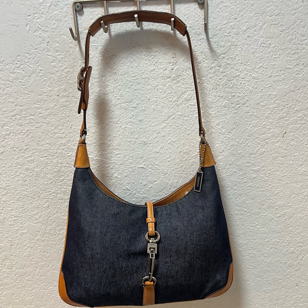 Coach Denim and Tan Hobo Bag